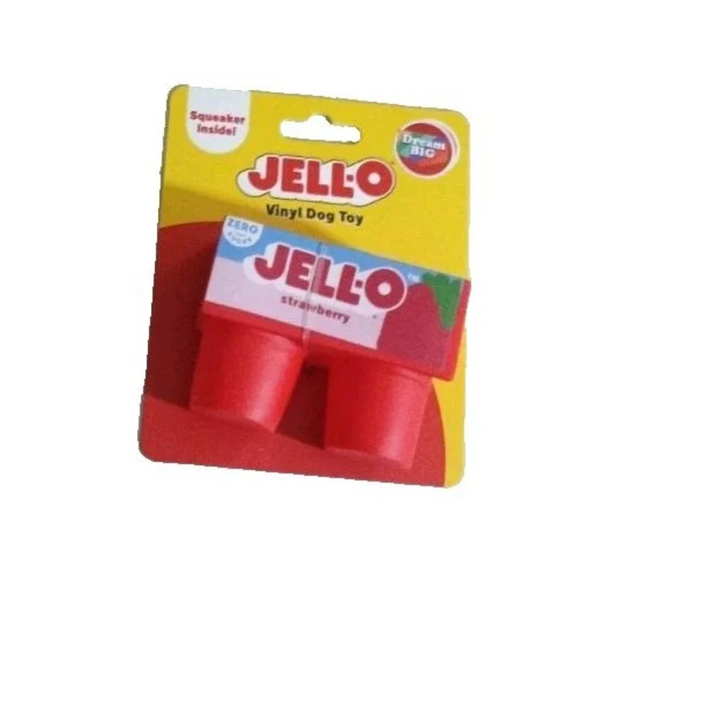 2 Jell-O Strawberry Squeaky Vinyl Dog Toy LIMITED EDITION